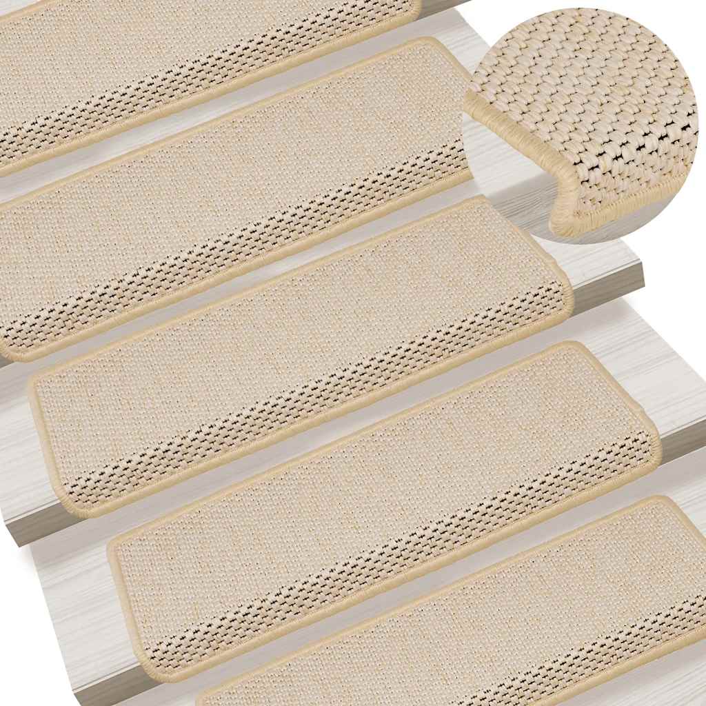 Tappeti Autoadesivi Scale Aspetto Sisal 15 pz 65x25 cm Crema cod mxl 77948