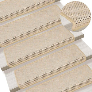 Tappeti Autoadesivi Scale Aspetto Sisal 15 pz 65x25 cm Crema cod mxl 77948