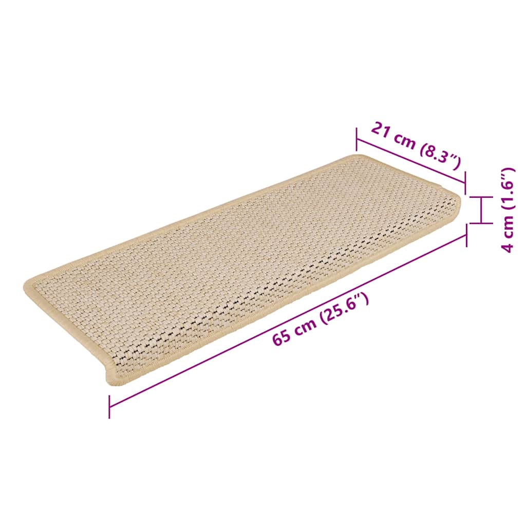 Tappeti Autoadesivi Scale Aspetto Sisal 15 pz 65x21x4 cm Berber 326893
