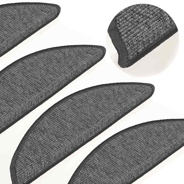 Tappetini per scale 15 pz 56x17x3 cm Beige e Grigio Semicircolari 326894