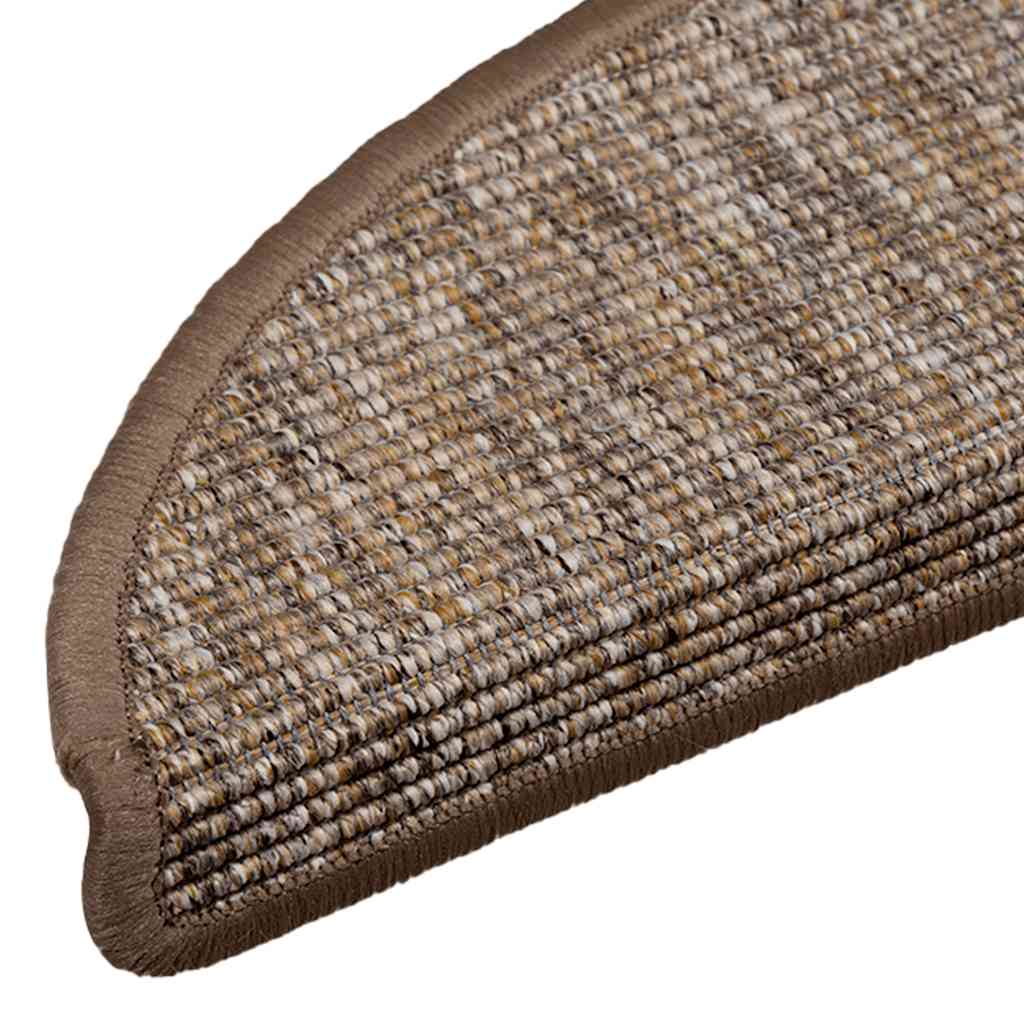 Tappetini per scale 15 pz 56x17x3 cm Marrone chiaro Semicircolari 326898