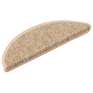 Tappetini per scale 15 pz 56x17x3 cm Sisal semicircolari 326899