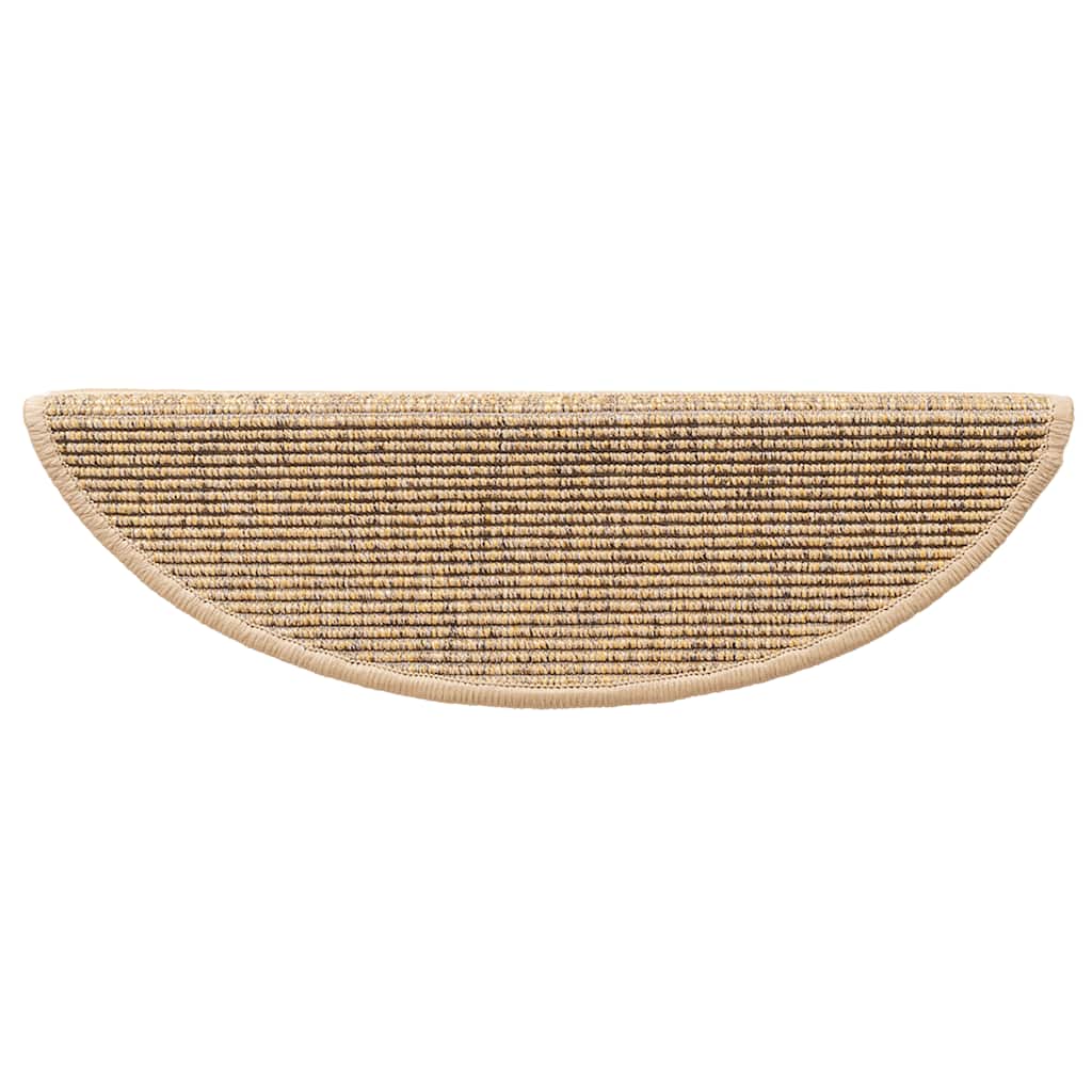 Tappetini per scale 15 pz 56x17x3 cm Sisal semicircolari 326899