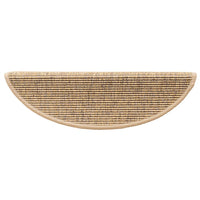 Tappetini per scale 15 pz 56x17x3 cm Sisal semicircolari 326899
