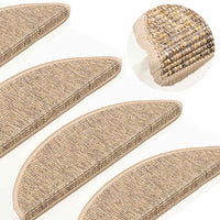 Tappetini per scale 15 pz 56x17x3 cm Sisal semicircolari 326899