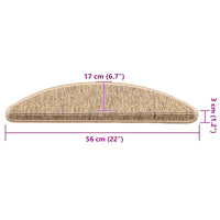 Tappetini per scale 15 pz 56x17x3 cm Sisal semicircolari 326899