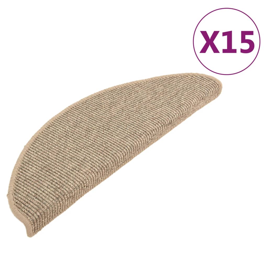 Tappetini per scale 15 pz 65x21x4 cm Beige scuro Semicircolari Grandi 326902