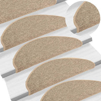 Tappetini per scale 15 pz 65x21x4 cm Beige scuro Semicircolari Grandi 326902
