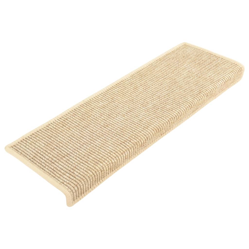 Tappeti Adesivi Scale Aspetto Sisal 15pz 65x21x4cm Beige Chiaro