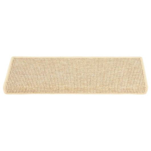 Tappetini per scale 15 pz 65x21x4 cm Beige chiaro Bordo rettangolare 326909