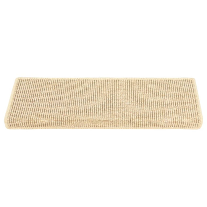 Tappetini per scale 15 pz 65x21x4 cm Beige chiaro Bordo rettangolare 326909