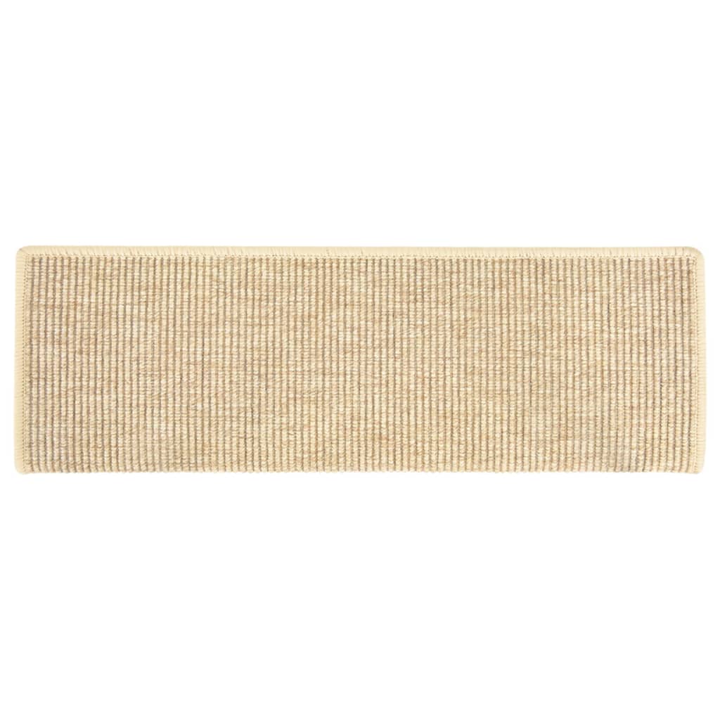 Tappeti Adesivi Scale Aspetto Sisal 15pz 65x21x4cm Beige Chiaro
