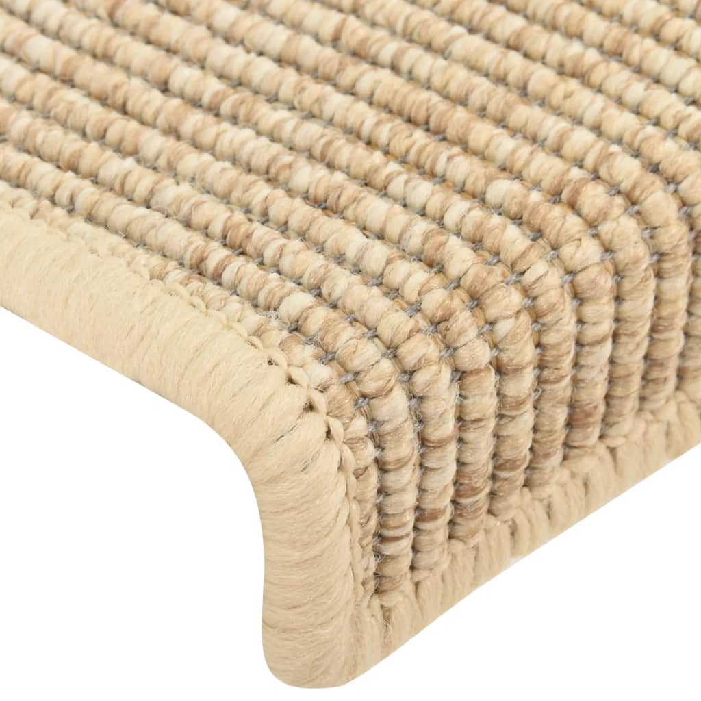 Tappeti Adesivi Scale Aspetto Sisal 15pz 65x21x4cm Beige Chiaro