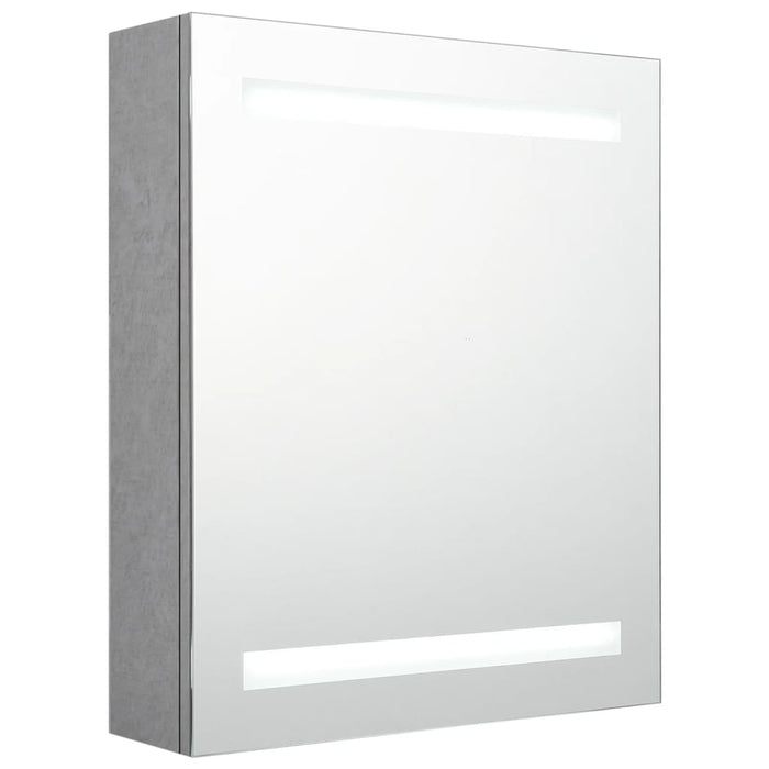 Armadietto Bagno con Specchio e LED Grigio Cemento 50x14x60 cm 326479