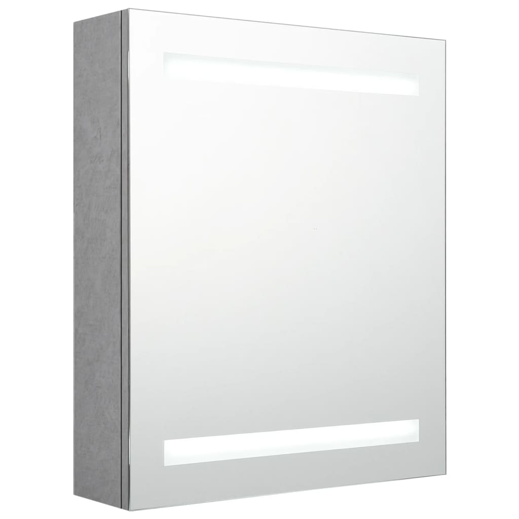 Armadietto Bagno con Specchio e LED Grigio Cemento 50x14x60 cm 326479