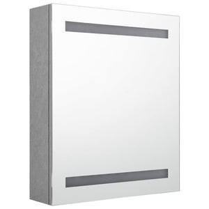 Armadietto Bagno con Specchio e LED Grigio Cemento 50x14x60 cm 326479