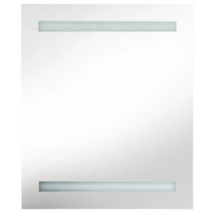 Armadietto Bagno con Specchio e LED Grigio Cemento 50x14x60 cm