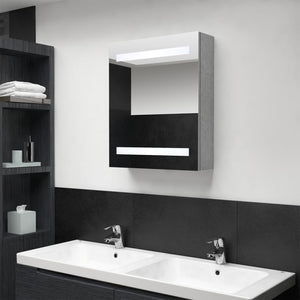 Armadietto Bagno con Specchio e LED Grigio Cemento 50x14x60 cm 326479