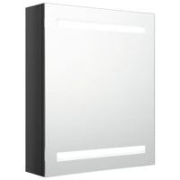 Armadietto Bagno con Specchio e LED-Mobile bagno con specchio Nero Lucido 50x14x60 cm