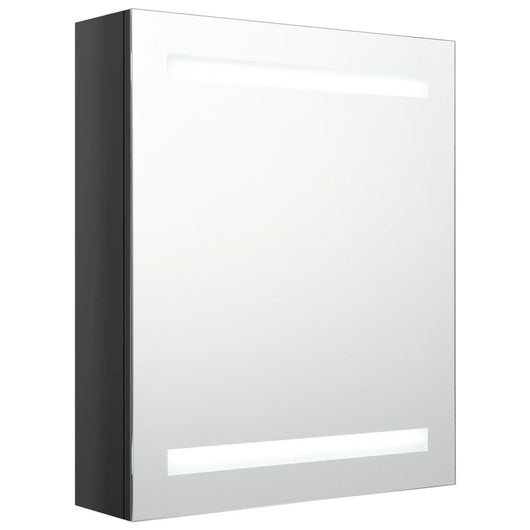 Armadietto Bagno con Specchio e LED Nero Lucido 50x14x60 cm 326481