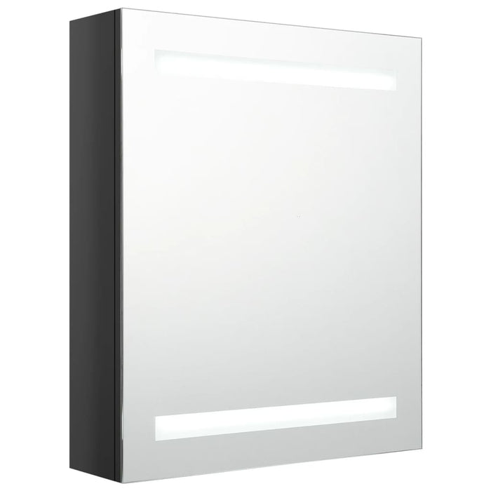 Armadietto Bagno con Specchio e LED Nero Lucido 50x14x60 cm 326481