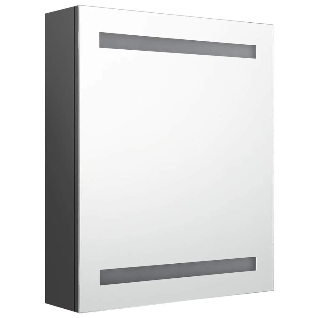 Armadietto Bagno con Specchio e LED Grigio 50x14x60 cm 326482