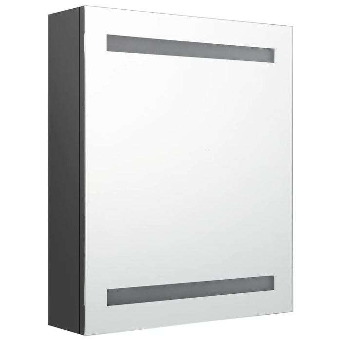 Armadietto Bagno con Specchio e LED Grigio 50x14x60 cm 326482