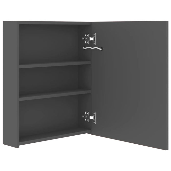 Armadietto Bagno con Specchio e LED Grigio 50x14x60 cm 326482