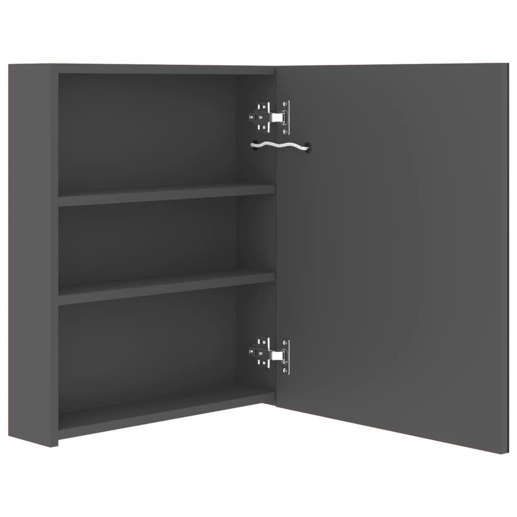 Armadietto Bagno con Specchio e LED-Mobile bagno con specchio Grigio 50x14x60 cm