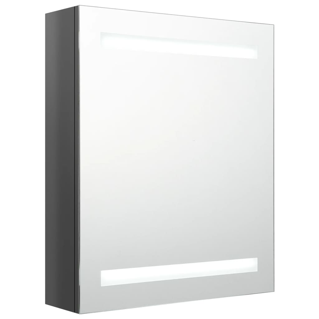Armadietto Bagno con Specchio e LED Grigio Lucido 50x14x60 cm cod mxl 70486
