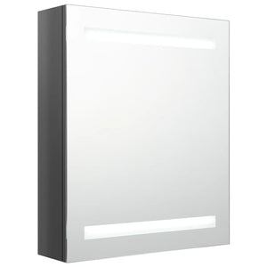 Armadietto Bagno con Specchio e LED Grigio Lucido 50x14x60 cm cod mxl 70486