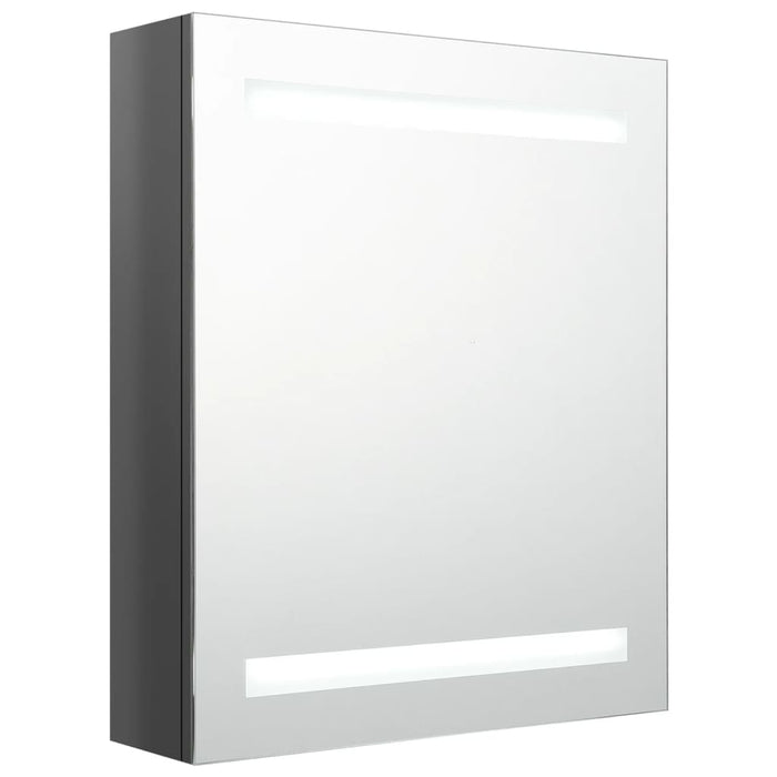 Armadietto Bagno con Specchio e LED Grigio Lucido 50x14x60 cm cod mxl 70486