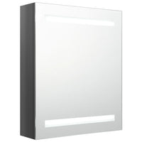 Armadietto Bagno con Specchio e LED Grigio Lucido 50x14x60 cm 326483