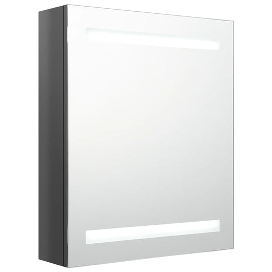 Armadietto Bagno con Specchio e LED-Mobile bagno con specchio Grigio Lucido 50x14x60 cm