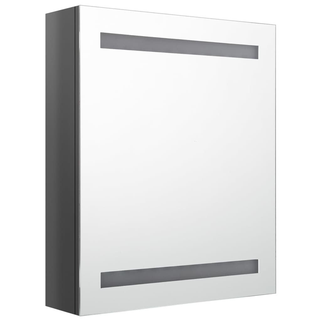 Armadietto Bagno con Specchio e LED Grigio Lucido 50x14x60 cm cod mxl 70486