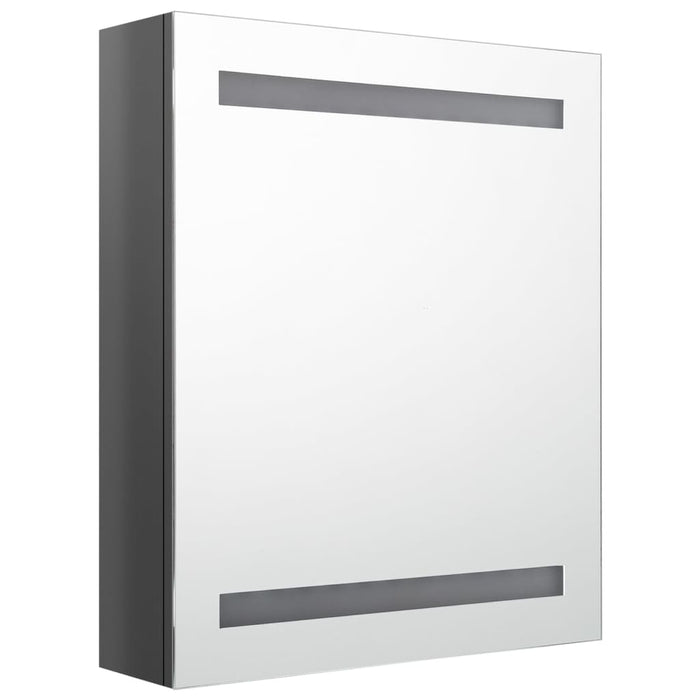 Armadietto Bagno con Specchio e LED Grigio Lucido 50x14x60 cm cod mxl 70486