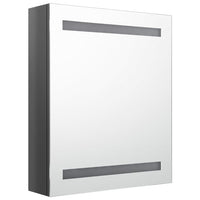 Armadietto Bagno con Specchio e LED-Mobile bagno con specchio Grigio Lucido 50x14x60 cm