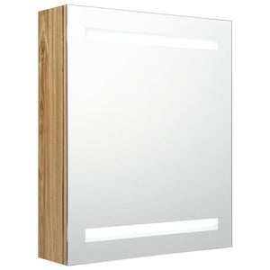Armadietto Bagno con Specchio e LED Rovere 50x14x60 cm cod mxl 70253