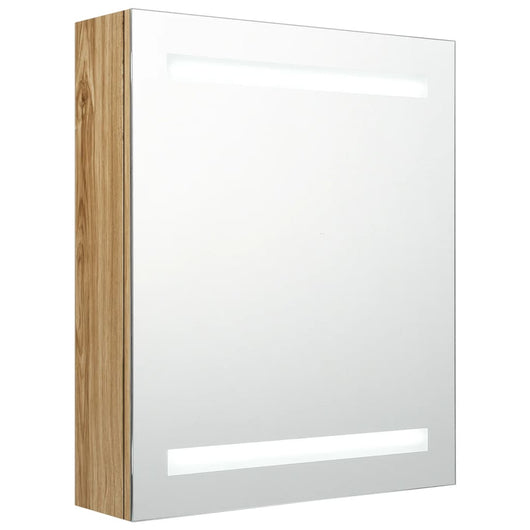 Armadietto Bagno con Specchio e LED-Mobile bagno con specchio Rovere 50x14x60 cm