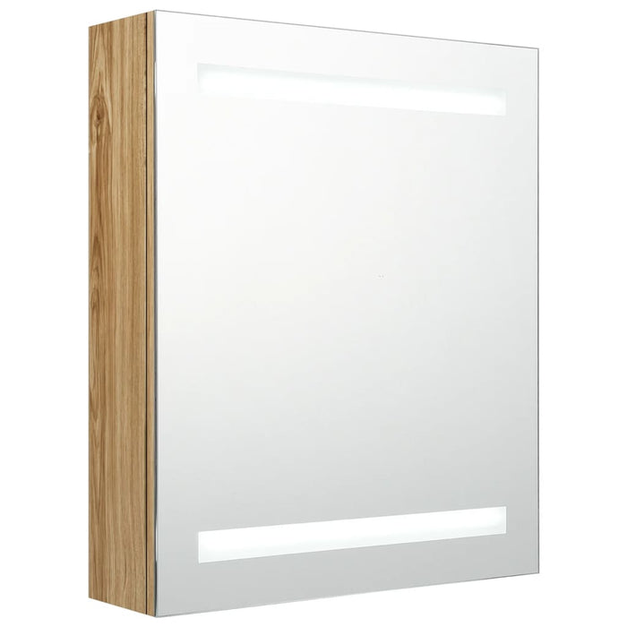 Armadietto Bagno con Specchio e LED-Mobile bagno con specchio Rovere 50x14x60 cm