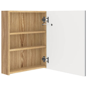 Armadietto Bagno con Specchio e LED Bianco e Rovere 50x14x60 cm 326485