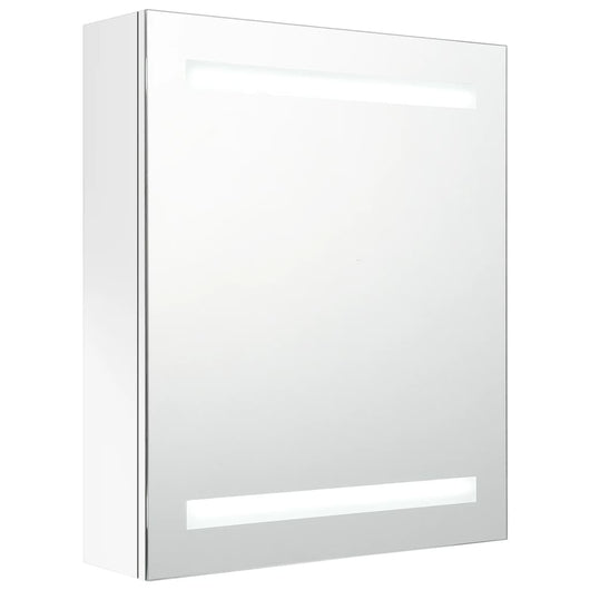 Armadietto Bagno con Specchio e LED Bianco Lucido 50x14x60 cmcod mxl 130118
