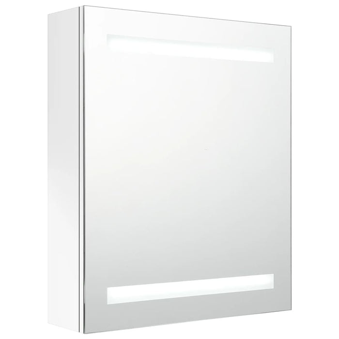 Armadietto Bagno con Specchio e LED Bianco Lucido 50x14x60 cmcod mxl 130118