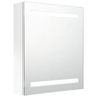 Armadietto Bagno con Specchio e LED Bianco Lucido 50x14x60 cm 326486