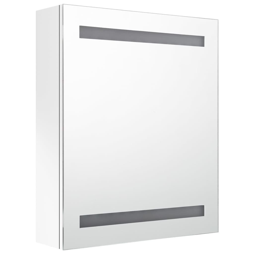 Armadietto Bagno con Specchio e LED Bianco Lucido 50x14x60 cm 326486