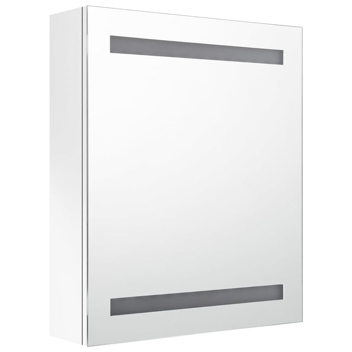 Armadietto Bagno con Specchio e LED Bianco Lucido 50x14x60 cm 326486