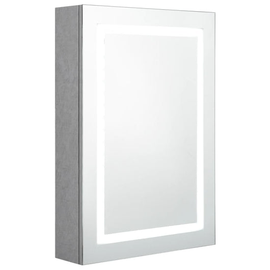Armadietto Bagno con Specchio e LED Grigio Cemento 50x13x70 cmcod mxl 112673