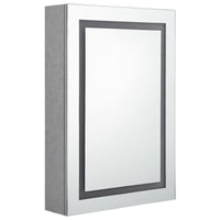 Armadietto Bagno con Specchio e LED Grigio Cemento 50x13x70 cmcod mxl 112673