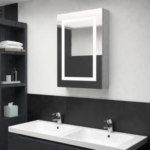 Armadietto Bagno con Specchio e LED-Mobile bagno con specchio Grigio Cemento 50x13x70 cm 123910
