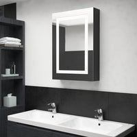 Armadietto Bagno con Specchio e LED-Mobile bagno con specchio Nero Lucido 50x13x70 cm 560104